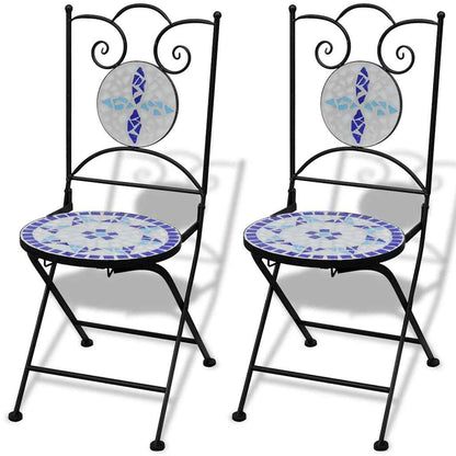 Patio Furniture | Blue and White | Powder-coated iron and ceramic tile