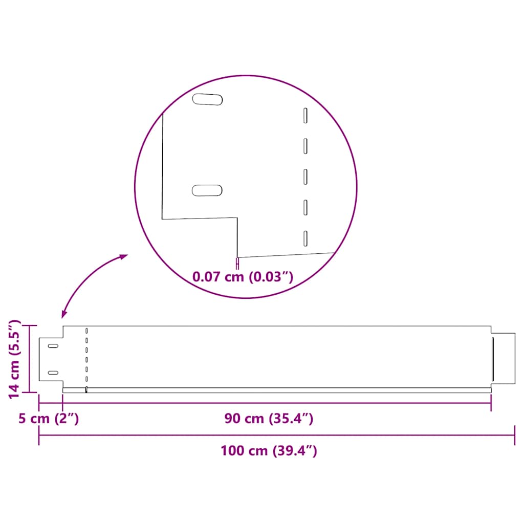 Set of 15 Flexible Lawn Fence Galvanised Steel 100 x 14 cm