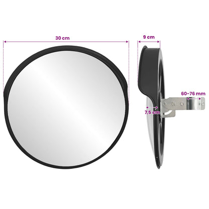 Convex Traffic Mirror PC Plastic Black 30 cm Outdoor