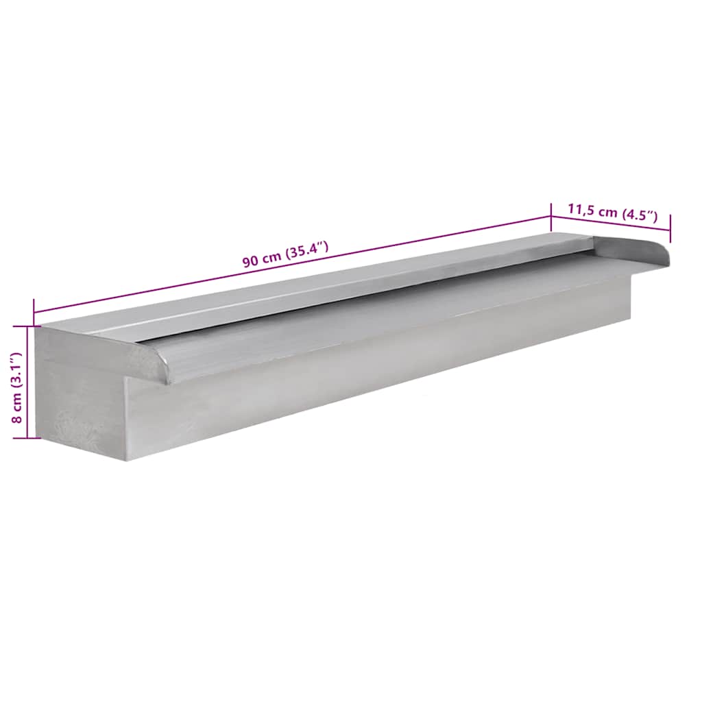 Rectangular Waterfall Pool Fountain Stainless Steel 35.4