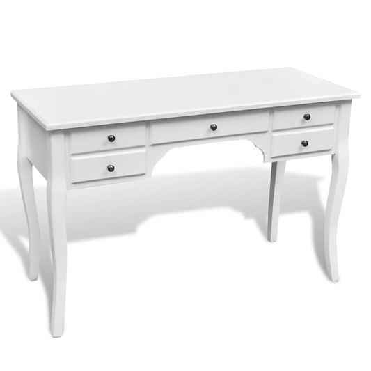 Wooden French Desk with Curved Legs and 5 Drawers
