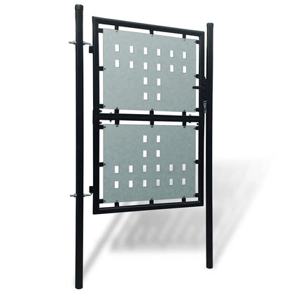 vidaXL Black Single Door Fence Gate 39.4x49.2"