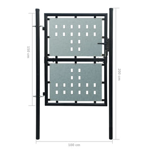 Black Single Door Fence Gate 100 x 200 cm