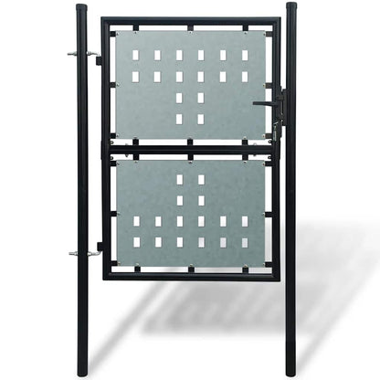 Black Single Door Fence Gate 100x200 cm