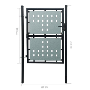 Black Single Door Fence Gate 100 x 250 cm