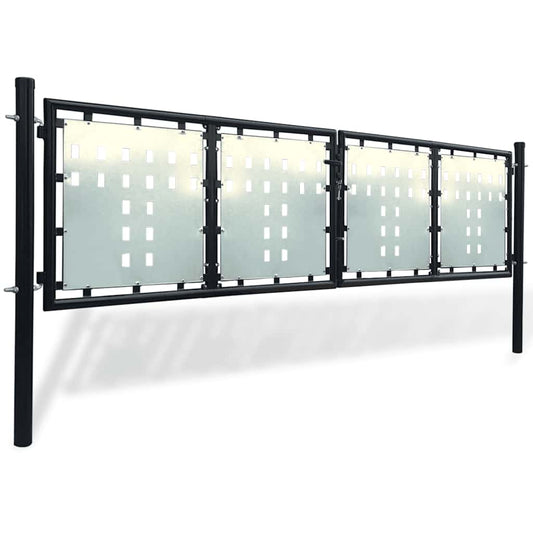 Black Single Door Fence Gate 300x75 cm