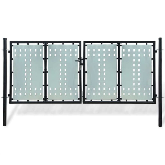 Black Single Door Fence Gate 300x125 cm
