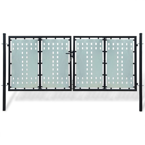 Black Double Door Fence Gate 300 x 175 cm