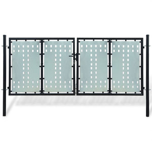 Black Double Door Fence Gate 300 x 175 cm