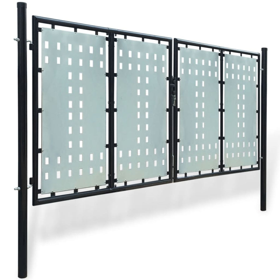 Black Double Door Fence Gate 300 x 175 cm