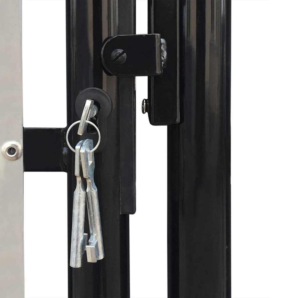 Black Single Door Fence Gate 300x125 cm