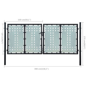 Black Double Door Fence Gate 300 x 175 cm