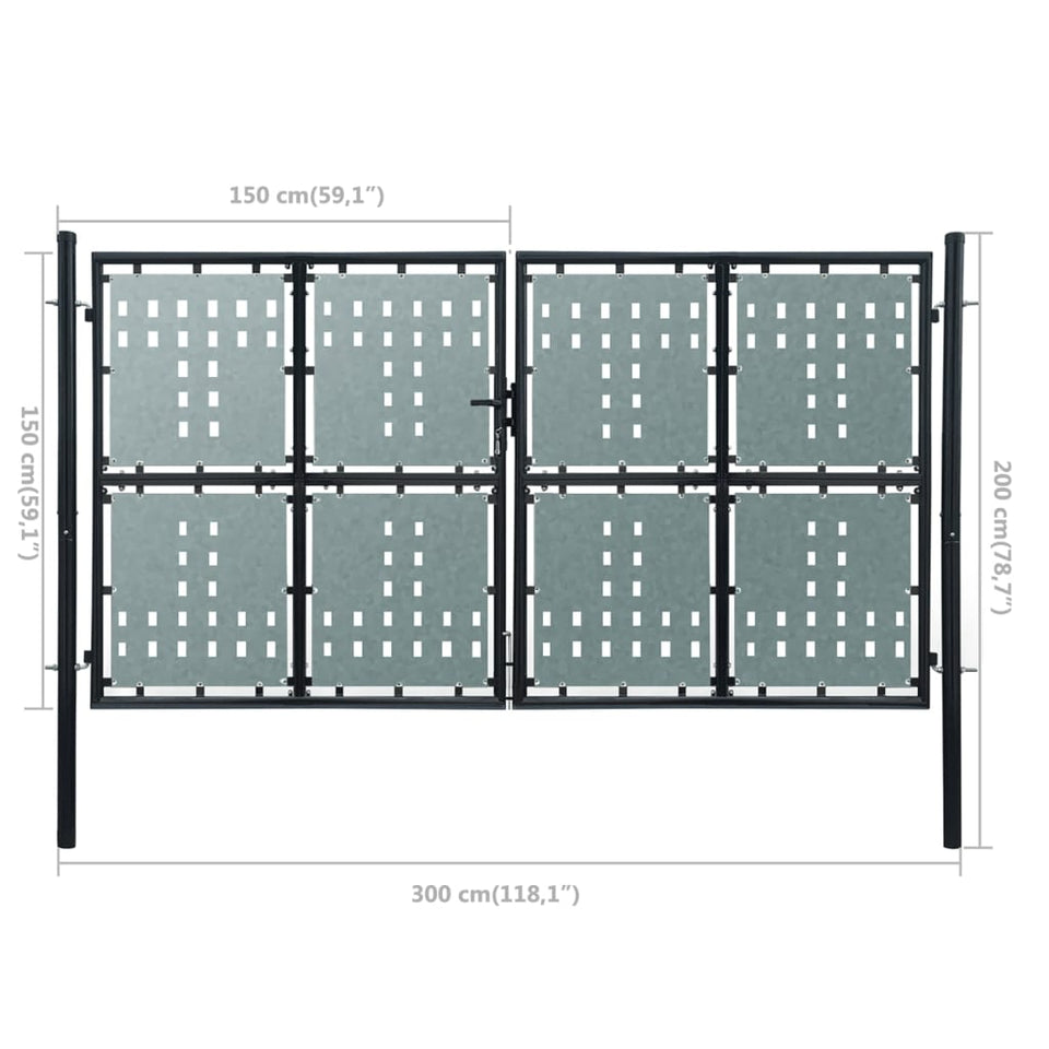 Black Double Door Fence Gate 300 x 200 cm