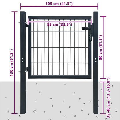 2D Fence Gate (Single) Anthracite Grey 100x80 cm