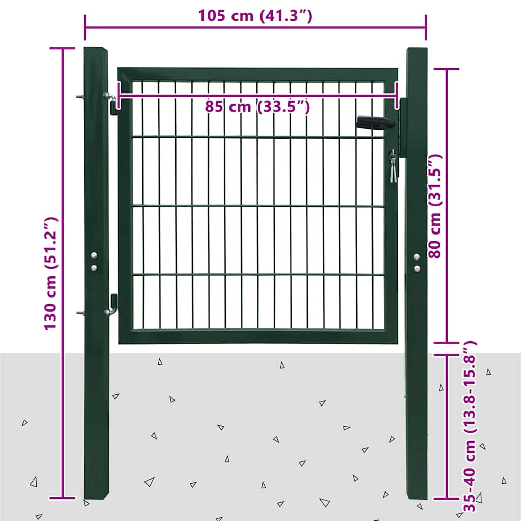2D Fence Gate (Single) Green 100x80 cm