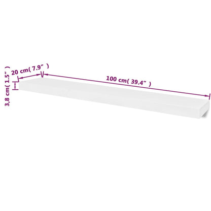 Wall Shelf Set of 2 White MDF