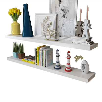 Wall Shelf Set of 2 White MDF 47.2 in wide Wall mounting