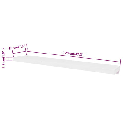 Wall Shelf Set of 2 White MDF 47.2 in wide Wall mounting