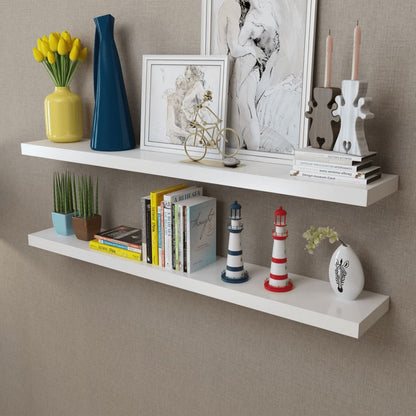 Wall Shelf Set of 2 White MDF 47.2 in wide Wall mounting
