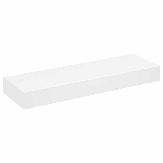 White MDF Floating Wall Display Shelf 1 Drawer Book/DVD Storage