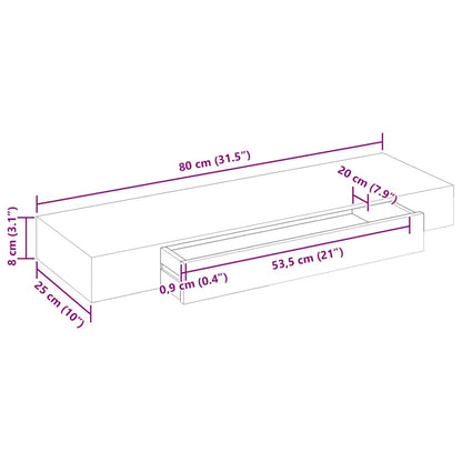 White MDF Floating Wall Display Shelf 1 Drawer Book/DVD Storage