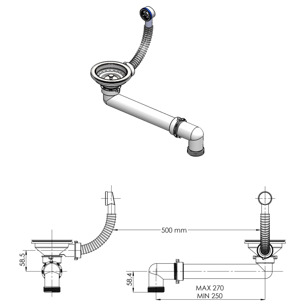 Granite Kitchen Sink Single Basin with Drainer Reversible White