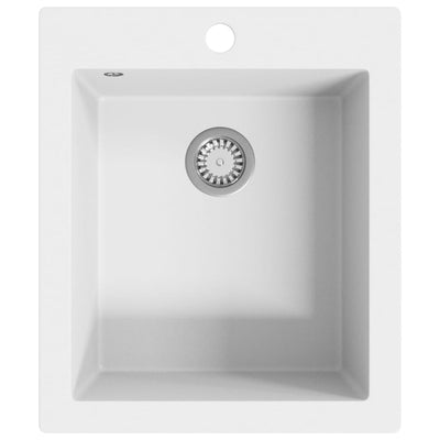 Overmount Kitchen Sink Single Basin Granite Cream White