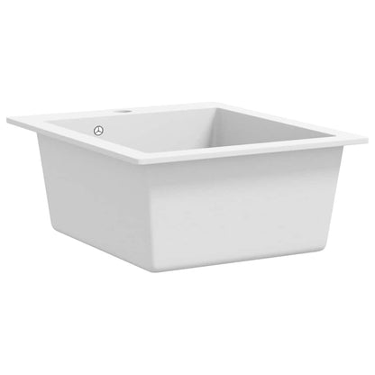 Overmount Kitchen Sink Single Basin Granite White