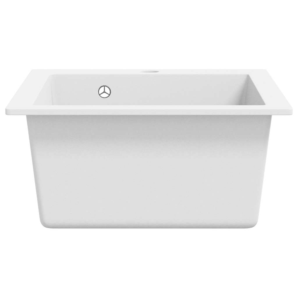 Overmount Kitchen Sink Single Basin Granite White