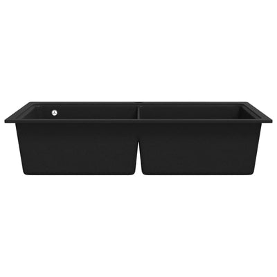 Overmount Kitchen Sink Double Basin Granite Black