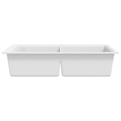 Overmount Kitchen Sink Double Basin Granite Cream White