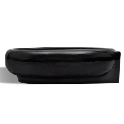 Ceramic Bathroom Sink Basin Faucet/Overflow Hole Black Round