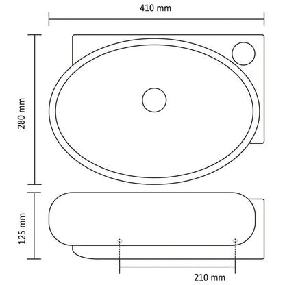 Ceramic Bathroom Sink Basin Faucet/Overflow Hole Black Round