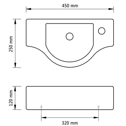 Ceramic Bathroom Sink Basin with Faucet Hole Black