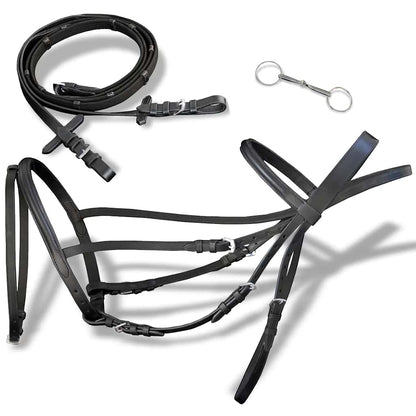 Horse Bridle | Black | Buffalo leather | Cob | Adjustable Armrests