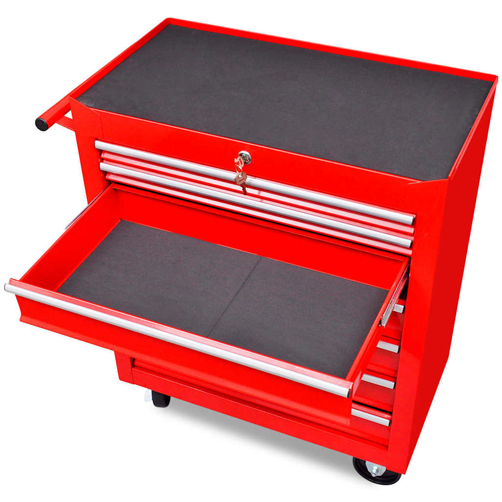 Workshop Tool Trolley 7 Drawers Red