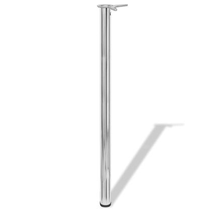 Table Leg | Set of 4 | Chrome | Iron | Height: 110 cm | Adjustable Feet