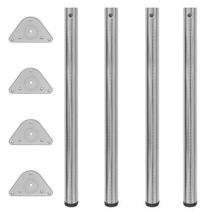 4 Height Adjustable Table Legs Brushed Nickel 870 mm