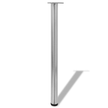 4 Height Adjustable Table Legs Brushed Nickel 870 mm