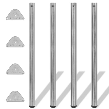 4 Height Adjustable Table Legs Brushed Nickel 1100 mm