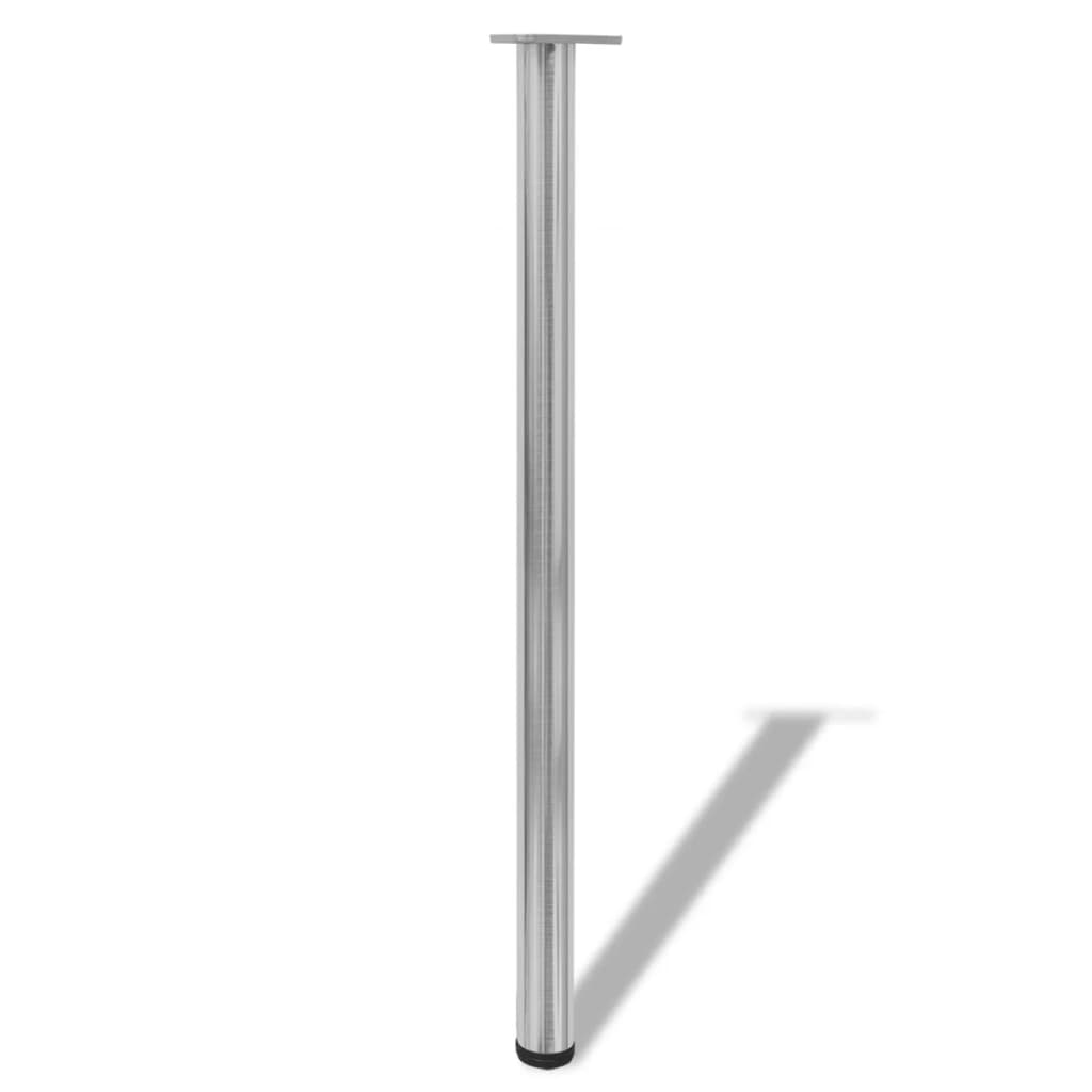 4 Height Adjustable Table Legs Brushed Nickel 1100 mm