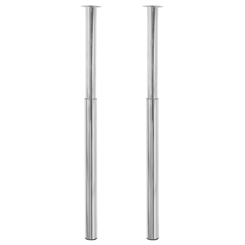 2 Telescopic Table Legs Chrome 710 mm-1100 mm