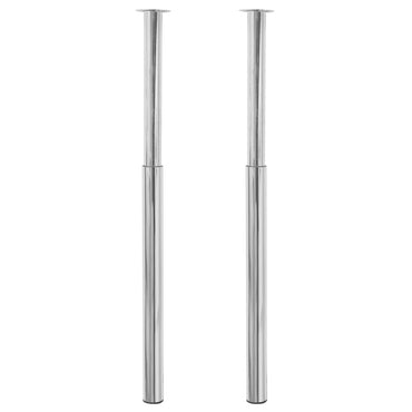 2 Telescopic Table Legs Chrome 710 mm-1100 mm