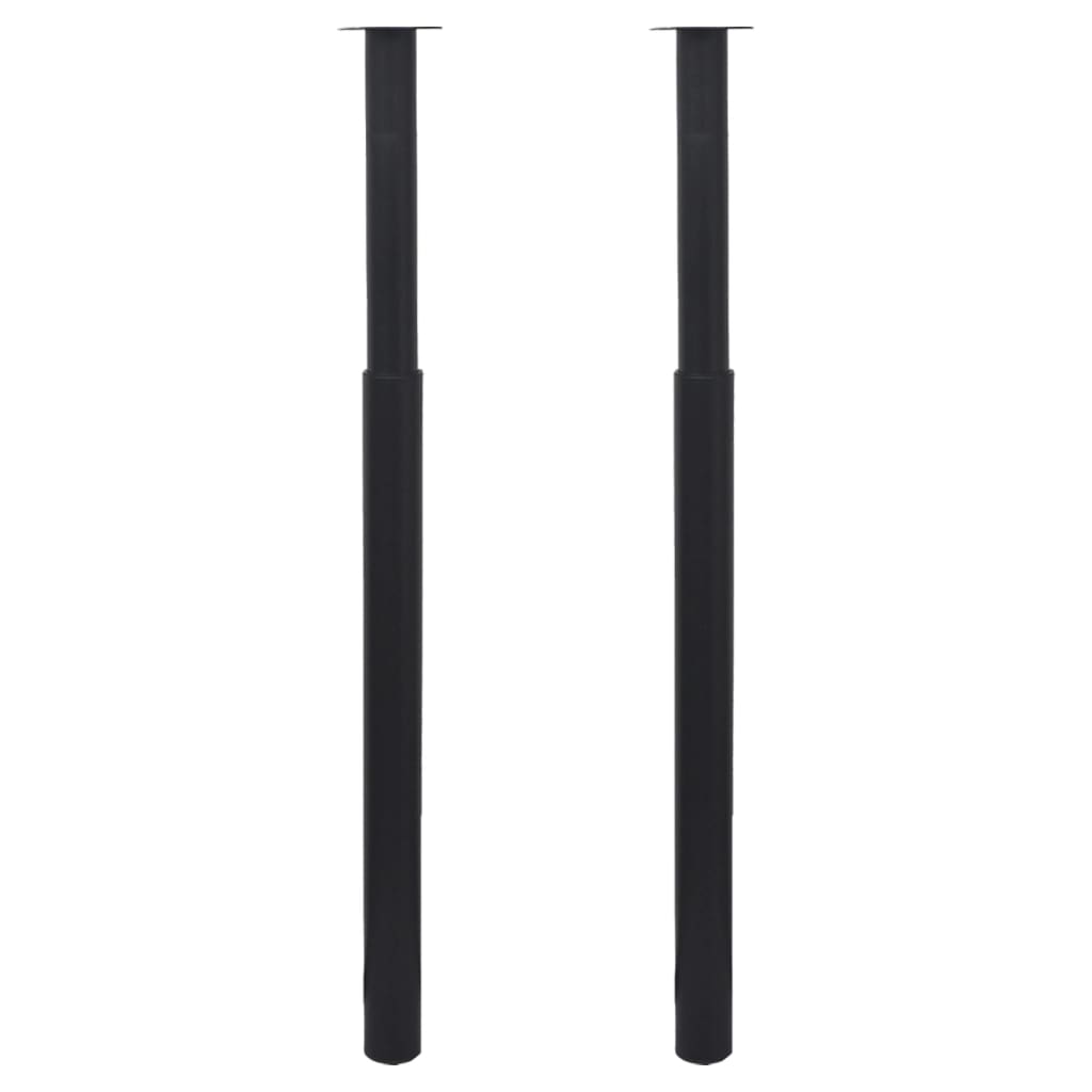 2 Telescopic Table Legs Black 710 mm-1100 mm