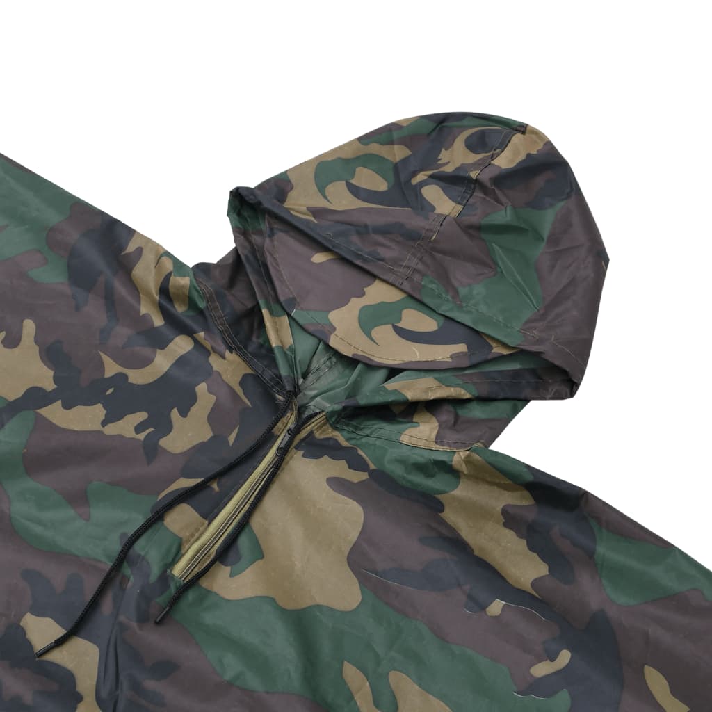 Waterproof Army Rain Poncho for Camping/Hiking Camouflage