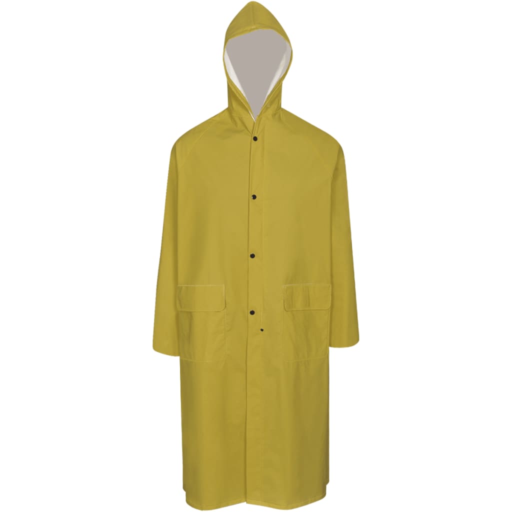 Waterproof Heavy-duty Long Raincoat with Hood Yellow L