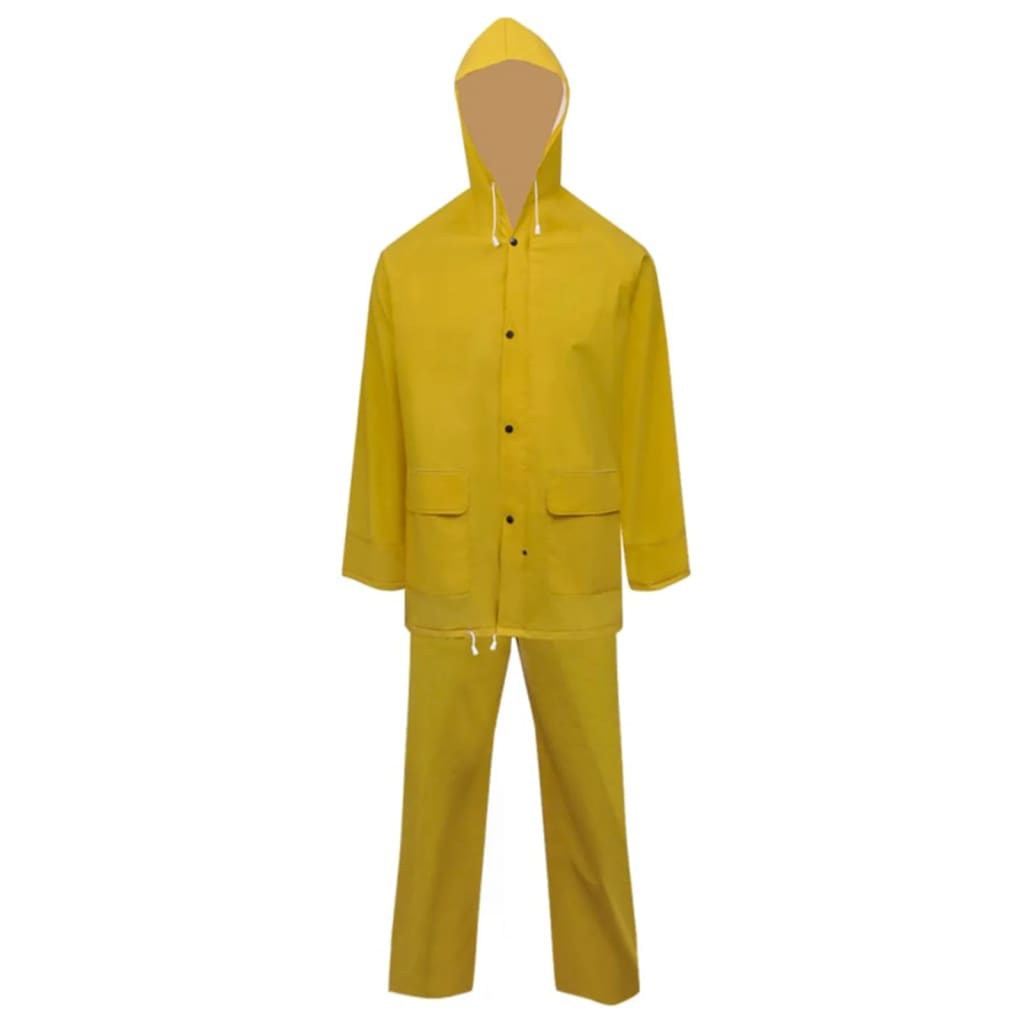 Waterproof Heavy-duty 2-piece Rain Suit with Hood Yellow L