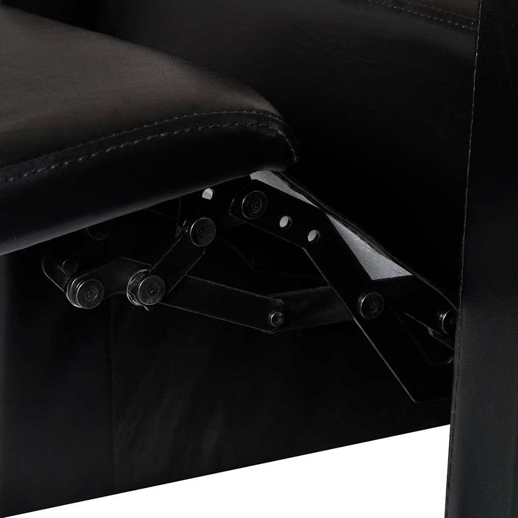 3-Seater Home Theater Recliner Sofa Black Faux Leather