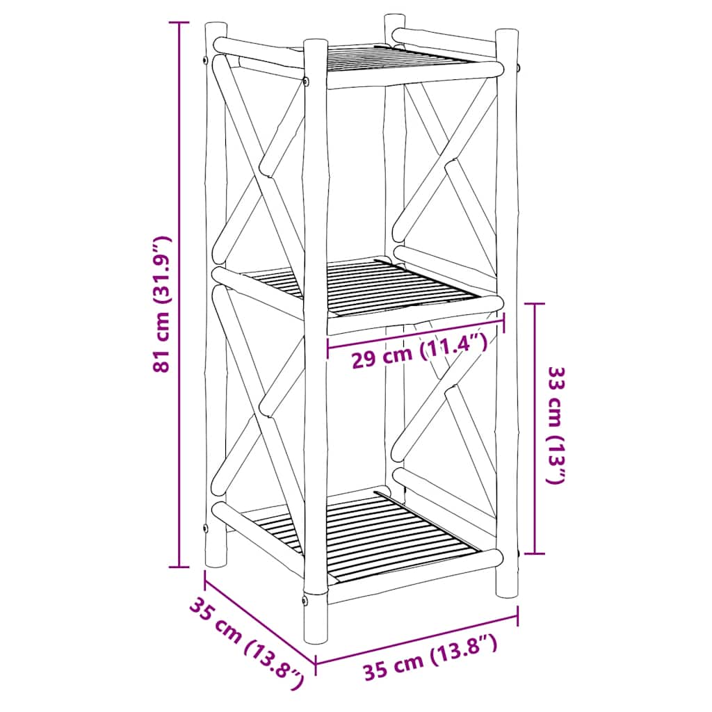 3-Tier Bamboo Shelf Square