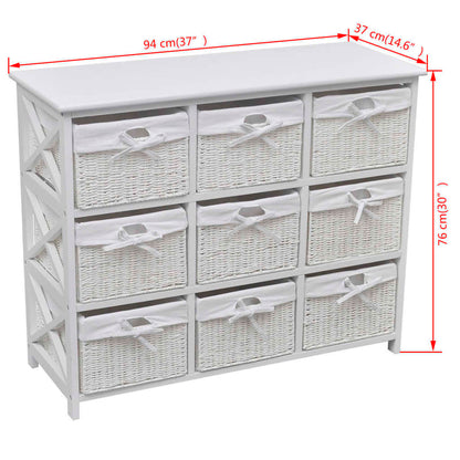 Storage Cabinet | White | MDF, Paulownia wood, Cotton, Polyester | Medium